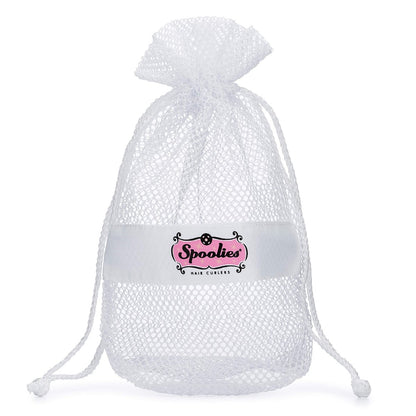 Spoolies Lockenwickler Mesh-Reisetasche, Kulturbeutel für Lockenwickler, Haaraccessoires Aufbewahrung, Kordelzug, Weiß