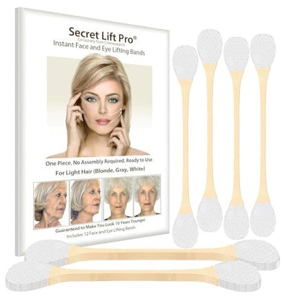 Secret Lift Pro - Vormontierte Gesichts- und Augen-Lift-Tapes mit Bändern, One Size (Helles Haar)