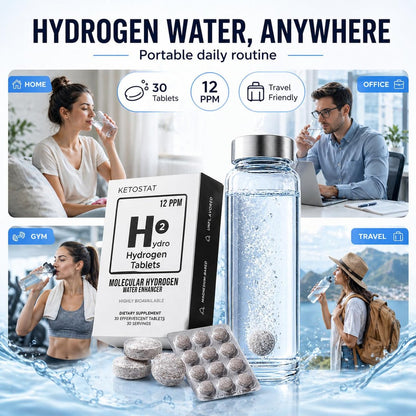 Hydrogen-Wasser-Tabletten für Trinkwasser – 30 Tabletten, 12 PPM Nanoblasen – Hergestellt in den USA