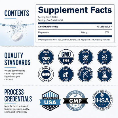 Hydrogen-Wasser-Tabletten für Trinkwasser – 30 Tabletten, 12 PPM Nanoblasen – Hergestellt in den USA