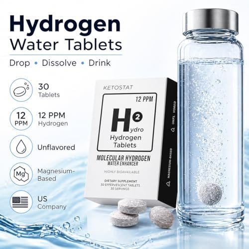 Hydrogen-Wasser-Tabletten für Trinkwasser – 30 Tabletten, 12 PPM Nanoblasen – Hergestellt in den USA