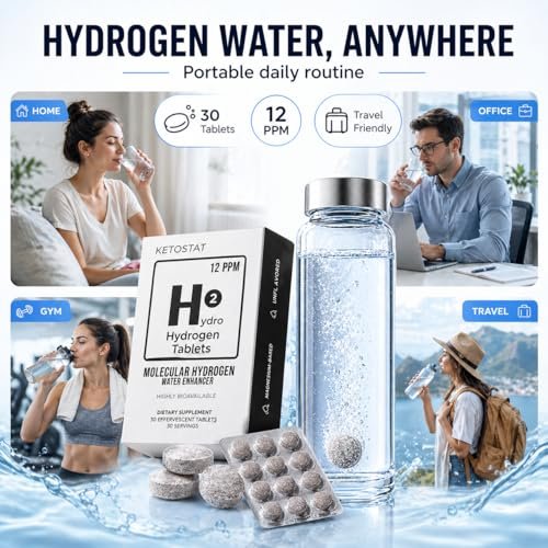 Hydrogen-Wasser-Tabletten für Trinkwasser – 30 Tabletten, 12 PPM Nanoblasen – Hergestellt in den USA