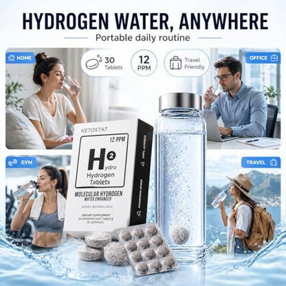 Hydrogen-Wasser-Tabletten für Trinkwasser – 30 Tabletten, 12 PPM Nanoblasen – Hergestellt in den USA