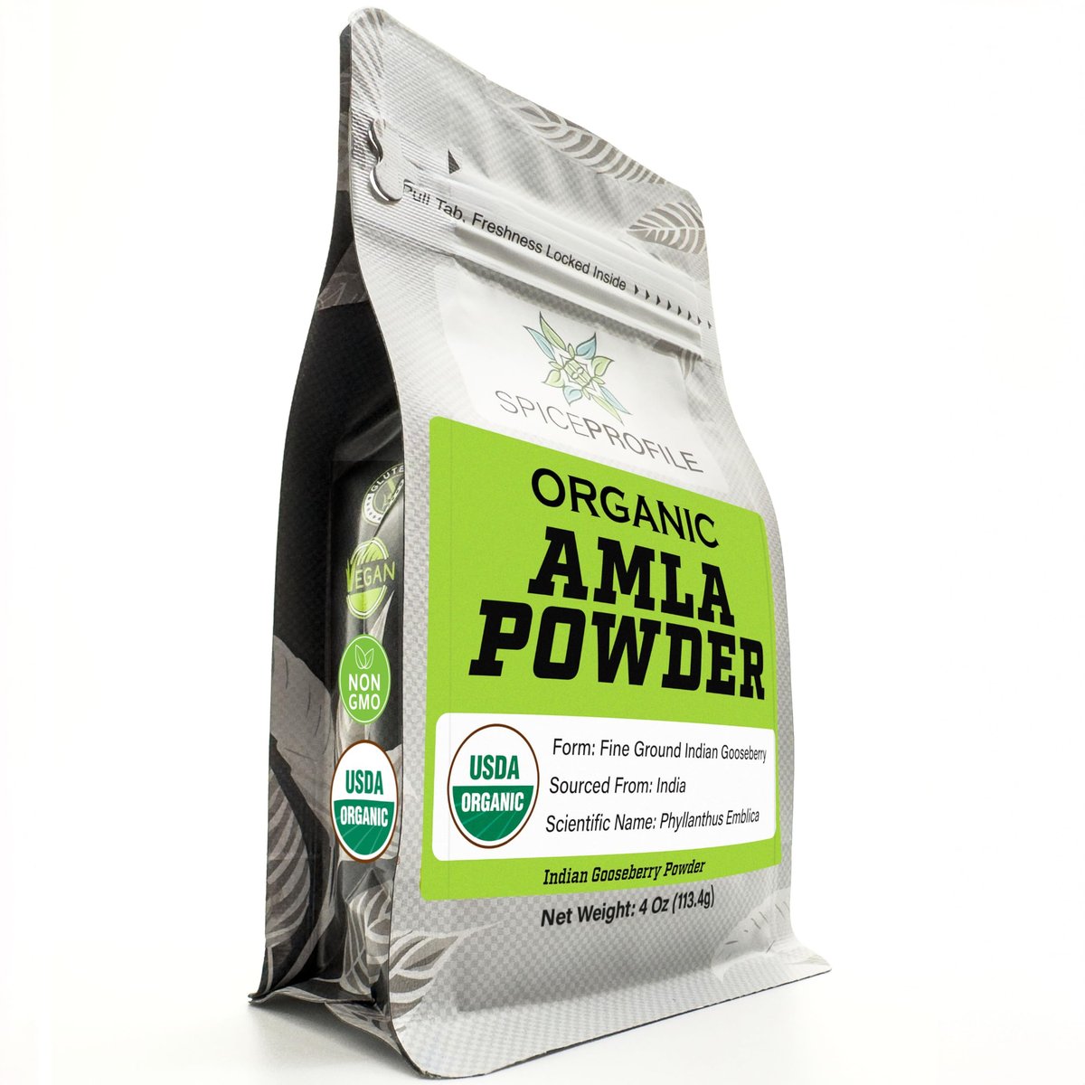 Spice Profile USDA Bio Amla-Pulver – Laborgeprüft auf Schwermetalle, wiederverschließbarer 4oz-Beutel, Amalaki, Indische Stachelbeere