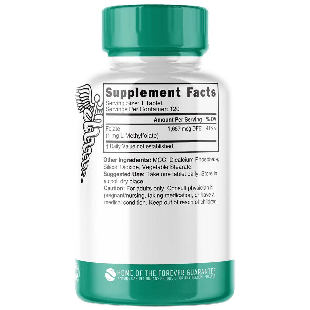 Nutri 5-MTHF L-Methylfolat 1 mg – 4-Monatsvorrat, 120 vegane Tabletten – Methylierte Folat-Ergänzung für kognitive Funktion, Herzgesundheit, pränatale Unterstützung – 3rd Party getestet – NSF-zertifizierte Einrichtung