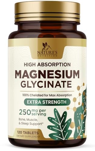 Magnesium Glycinat 250 mg pro Portion - 100% cheliertes Magnesiumpräparat - Hochabsorbierendes Mag Glycinat unterstützt Schlaf, Herzgesundheit, Knochen & Muskeln - Glutenfrei, vegan, in den USA abgefüllt - 120 Tabletten
