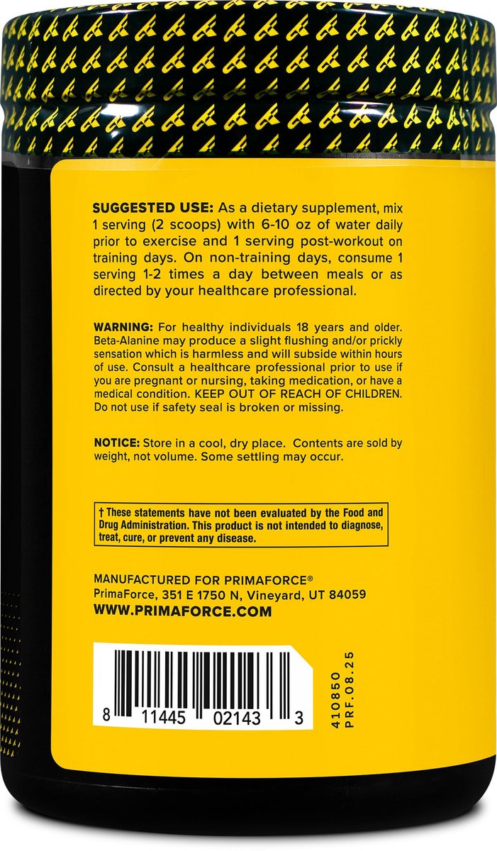 Primaforce Beta-Alanin Pulver 500 g (1,1 lbs) – ungesüßtes Pre-Workout & Post-Workout Supplement