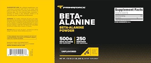 Primaforce Beta-Alanin Pulver 500 g (1,1 lbs) – ungesüßtes Pre-Workout & Post-Workout Supplement