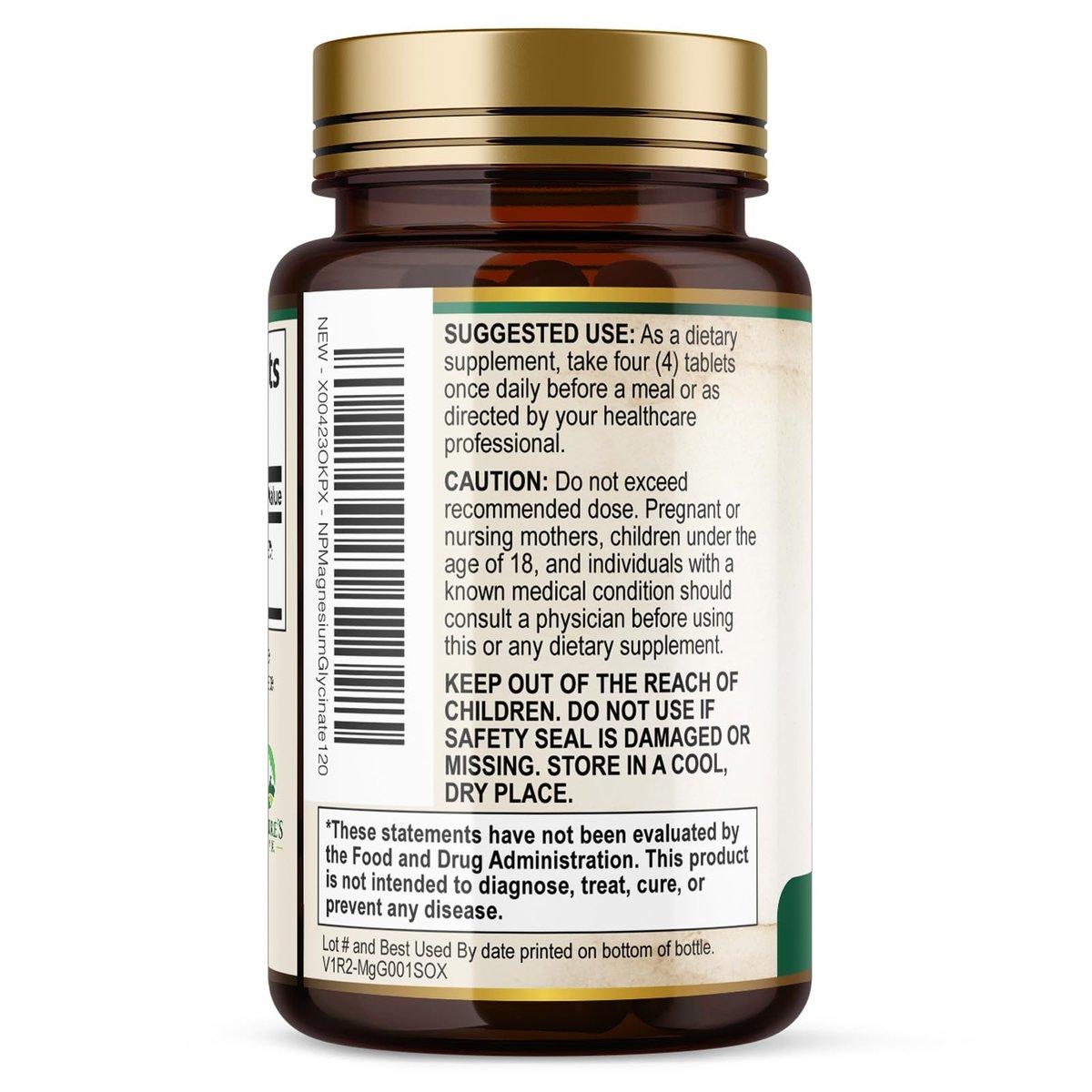 Magnesium Glycinat 500 mg pro Portion – Chelat-Magnesium für hohe Absorption, Unterstützung von Muskeln, Knochen & Herz, magenschonend, vegan, in den USA abgefüllt – 120 Tabletten
