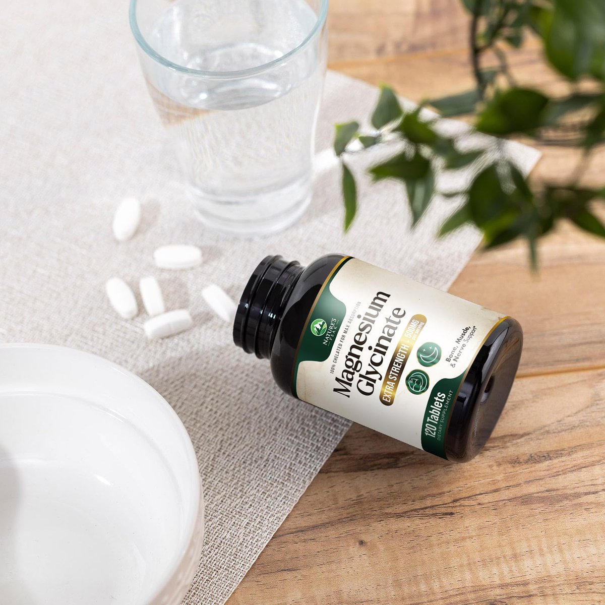 Magnesium Glycinat 500 mg pro Portion – Chelat-Magnesium für hohe Absorption, Unterstützung von Muskeln, Knochen & Herz, magenschonend, vegan, in den USA abgefüllt – 120 Tabletten