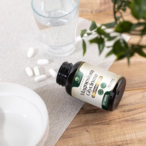 Magnesium Glycinat 500 mg pro Portion – Chelat-Magnesium für hohe Absorption, Unterstützung von Muskeln, Knochen & Herz, magenschonend, vegan, in den USA abgefüllt – 120 Tabletten