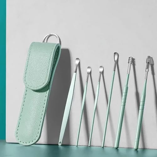 6-teiliges Ohrenschmalz-Entfernungsset – Mini tragbares Ohr-Endoskop mit Edelstahl 360° Spirale Ohr-Massage-Reinigungswerkzeug für Erwachsene und Kinder – mit Aufbewahrungsbox