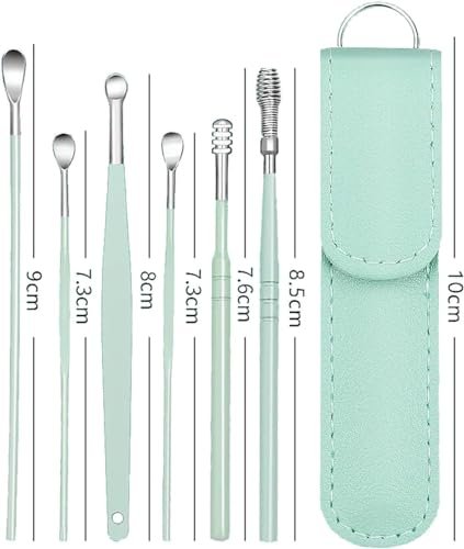 6-teiliges Ohrenschmalz-Entfernungsset – Mini tragbares Ohr-Endoskop mit Edelstahl 360° Spirale Ohr-Massage-Reinigungswerkzeug für Erwachsene und Kinder – mit Aufbewahrungsbox