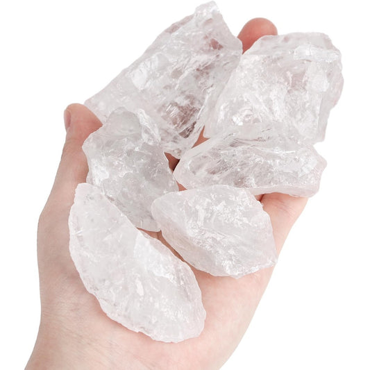 JOHOUSE 6 Stücke Klare Quarzkristalle mit Glas, Natürliche Rohsteine Große Kristalle Bulk Heilsteine für Reiki-Heilung, Tumbling-Brunnensteine (1,6 x 1,2 x 1,2 Zoll)