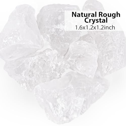 JOHOUSE 6 Stücke Klare Quarzkristalle mit Glas, Natürliche Rohsteine Große Kristalle Bulk Heilsteine für Reiki-Heilung, Tumbling-Brunnensteine (1,6 x 1,2 x 1,2 Zoll)