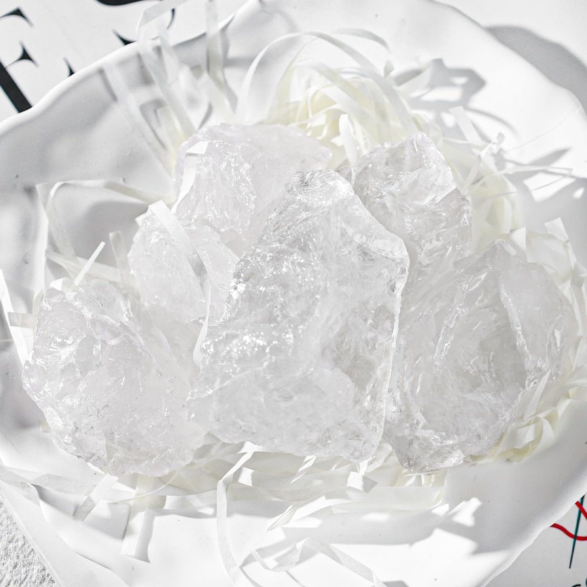 JOHOUSE 6 Stücke Klare Quarzkristalle mit Glas, Natürliche Rohsteine Große Kristalle Bulk Heilsteine für Reiki-Heilung, Tumbling-Brunnensteine (1,6 x 1,2 x 1,2 Zoll)