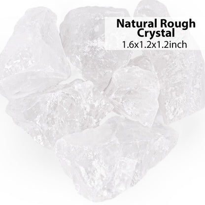 JOHOUSE 6 Stücke Klare Quarzkristalle mit Glas, Natürliche Rohsteine Große Kristalle Bulk Heilsteine für Reiki-Heilung, Tumbling-Brunnensteine (1,6 x 1,2 x 1,2 Zoll)