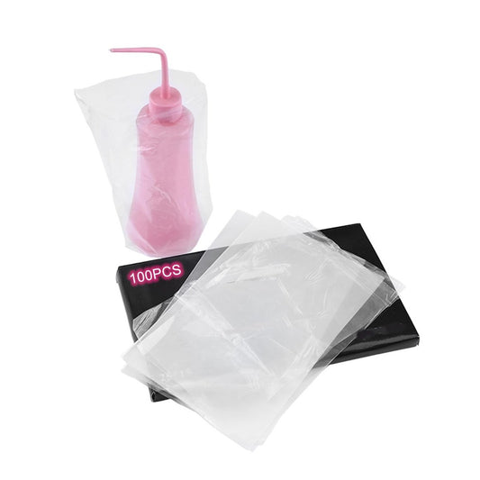 Hipifans Flaschendüsenbezüge, 100 Stück/Set Einweg-Transparente PE-Flaschenbezüge 6 x 10 Zoll für Tattoo-Reinigungszubehör