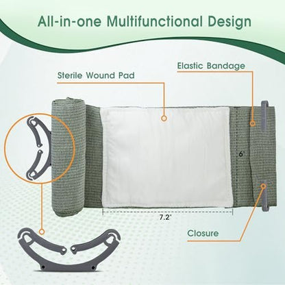 SuccorWare 6 Zoll 3er-Pack Israeli Bandage – Notfallverband mit Vakuum-Sterilverpackung – für Wundversorgung, Erste-Hilfe-Set, medizinisches Trauma-Kit-Nachfüllpack