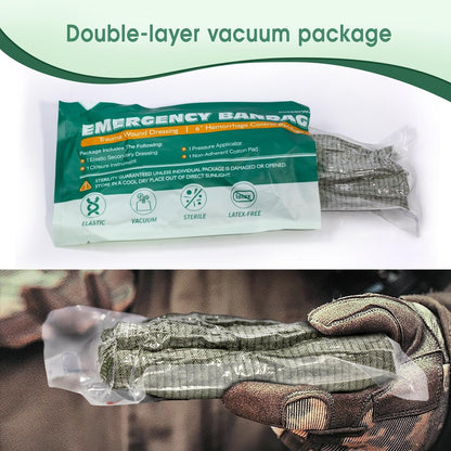SuccorWare 6 Zoll 3er-Pack Israeli Bandage – Notfallverband mit Vakuum-Sterilverpackung – für Wundversorgung, Erste-Hilfe-Set, medizinisches Trauma-Kit-Nachfüllpack