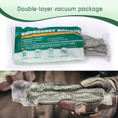 SuccorWare 6 Zoll 3er-Pack Israeli Bandage – Notfallverband mit Vakuum-Sterilverpackung – für Wundversorgung, Erste-Hilfe-Set, medizinisches Trauma-Kit-Nachfüllpack