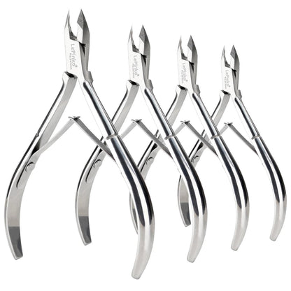 LePinko 4er-Pack Aufgerüstetes Nagelhautentferner-Set, Scharfer Hornhaut-Clipper, Arbeitssparender Cuticula-Entferner für Finger- und Fußnägel, Maniküre-Pediküre-Werkzeug für Frauen und Männer, 5 mm Backe