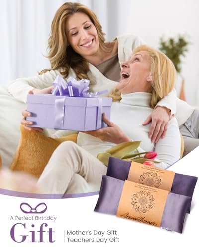 Gewichtete Augenmaske für Schlaf, Yoga, Meditation, Lavendel-Augenkissen beheizbar gegen Kopfschmerzen, Nebenhöhlen- und Trockene Augen, Feucht-Wärmemaske Lila Entspannungsgeschenke für Frauen (Lila&Flieder)