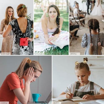 Likeggoad Haargummis im Set: Elastische Pferdeschwanzhalter mit Harzblumen-Armbändern für Frauen und Mädchen (Zufallsfarben, 6 Paare)