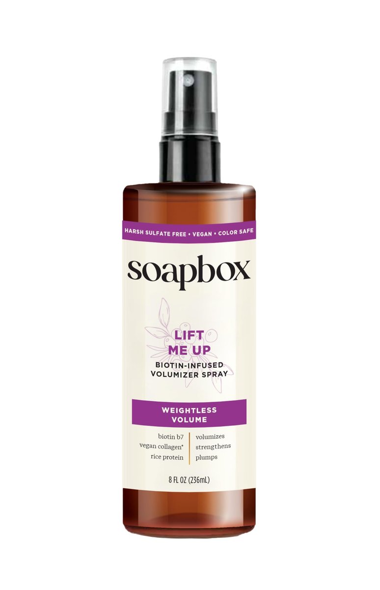 Soapbox Lift Me Up Volumizing Haarspray mit Biotin, Leichtes Volumenspray für mehr Fülle, ohne Sulfate und Silikone, vegane Haarpflege, 237 ml