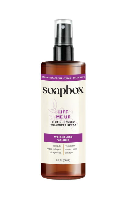 Soapbox Lift Me Up Volumizing Haarspray mit Biotin, Leichtes Volumenspray für mehr Fülle, ohne Sulfate und Silikone, vegane Haarpflege, 237 ml