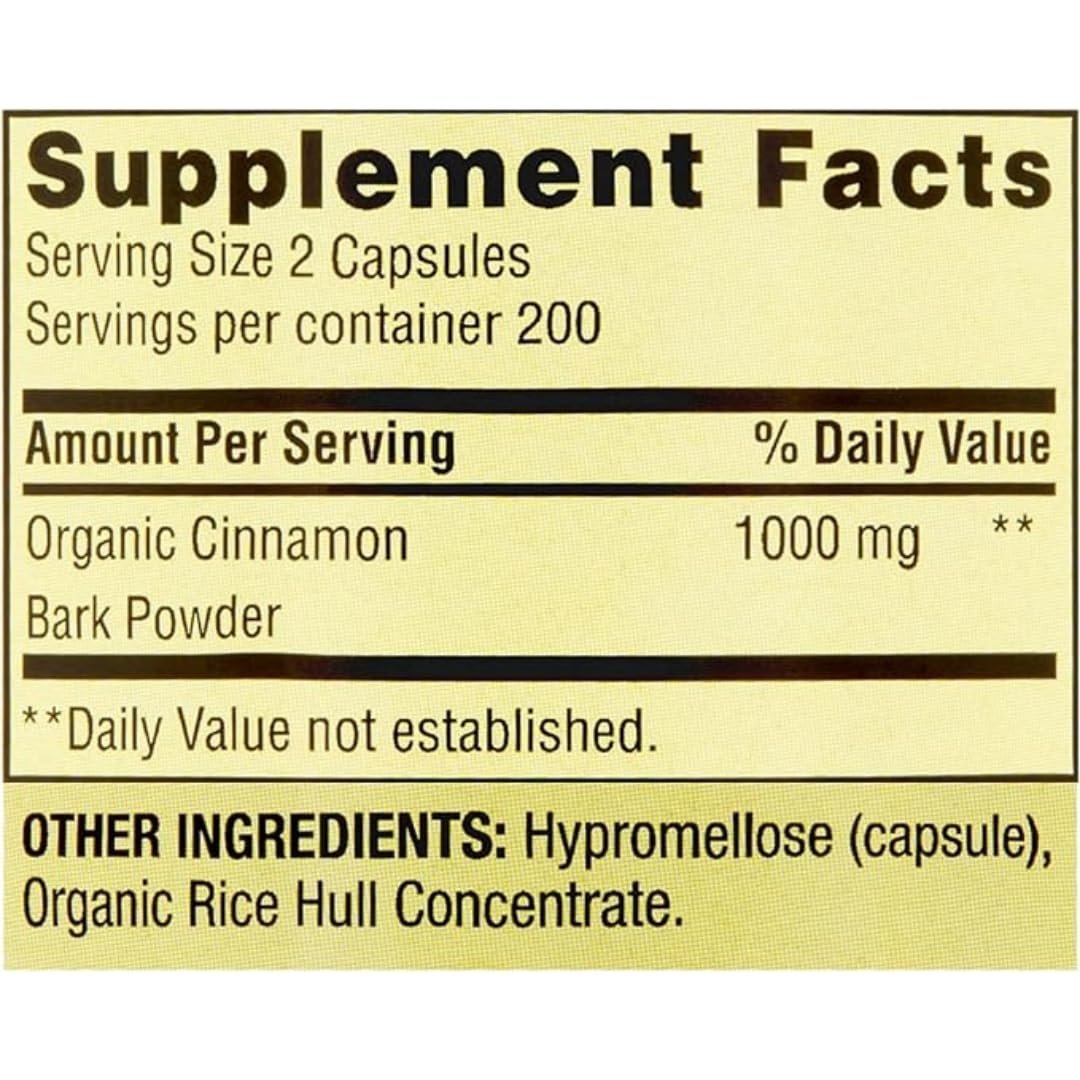ResMask Spring Valley Zimt Nahrungsergänzungsmittel, 1000 mg, 400 vegane Kapseln – Stoffwechselunterstützung. Inklusive Aufkleber.