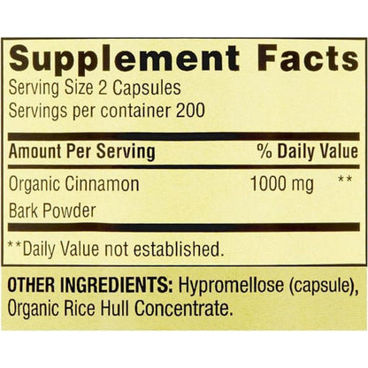 ResMask Spring Valley Zimt Nahrungsergänzungsmittel, 1000 mg, 400 vegane Kapseln – Stoffwechselunterstützung. Inklusive Aufkleber.