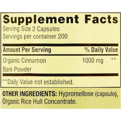 ResMask Spring Valley Zimt Nahrungsergänzungsmittel, 1000 mg, 400 vegane Kapseln – Stoffwechselunterstützung. Inklusive Aufkleber.