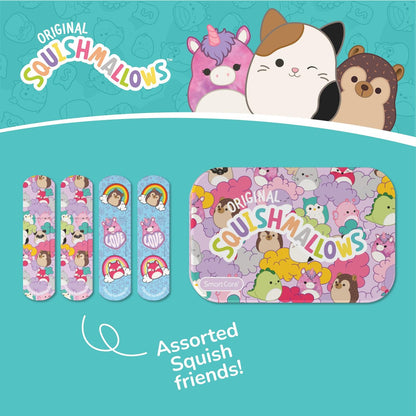 Smart Care Squishmallow Erste-Hilfe-Set für Kinder – 33-teiliges Reiseset mit antiseptischen Tüchern, Pflastern und Mullbinden in Metalldose