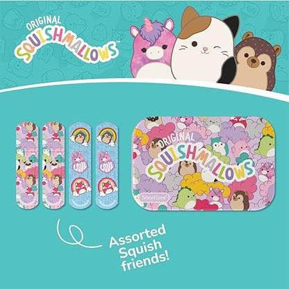Smart Care Squishmallow Erste-Hilfe-Set für Kinder – 33-teiliges Reiseset mit antiseptischen Tüchern, Pflastern und Mullbinden in Metalldose