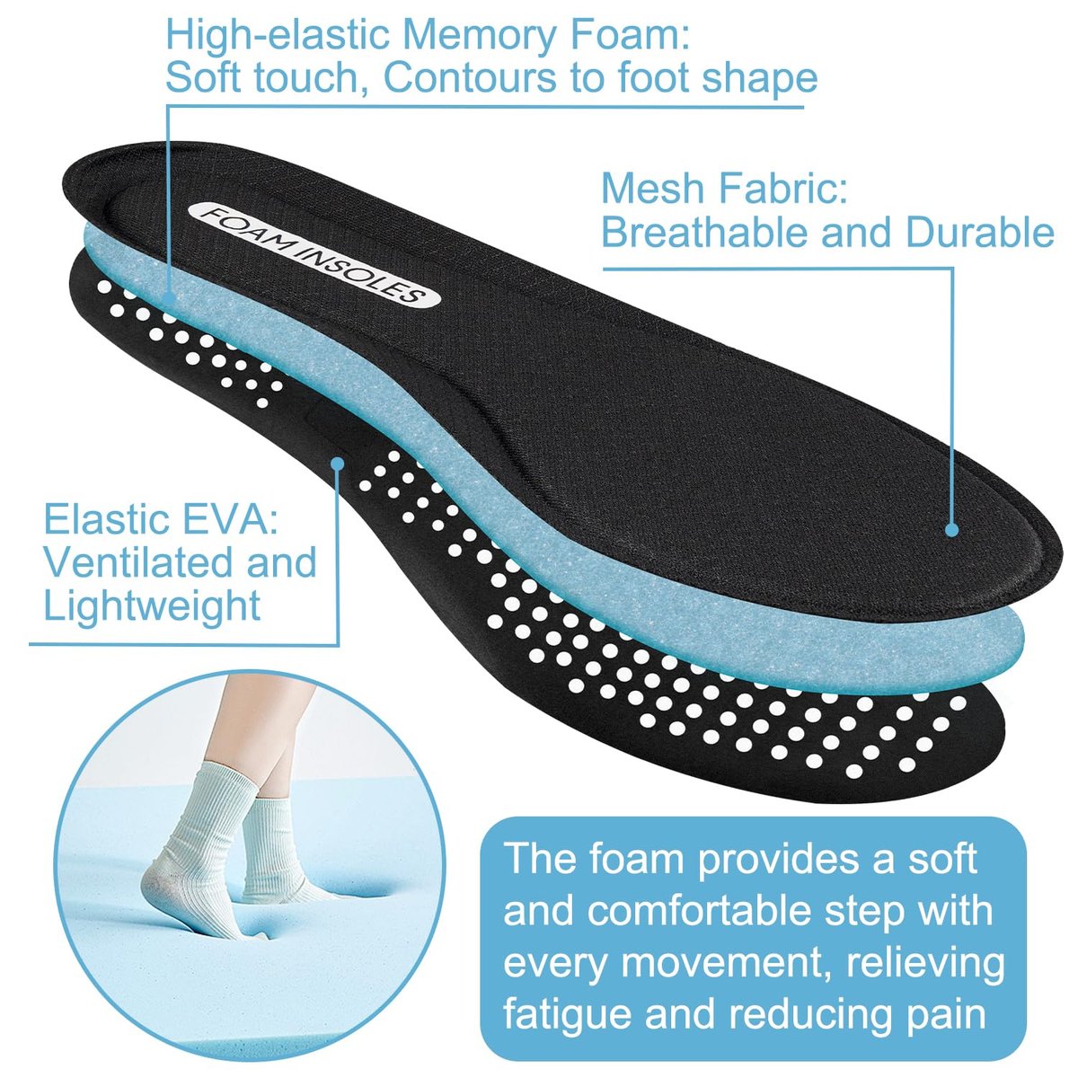 Endoto Foam-Einlegesohlen für Skechers Schuhe – Memory-Schaum-Ersatzpolster für Herren Sneaker für Fußkomfort den ganzen Tag (Größe: US Men11-EU45)