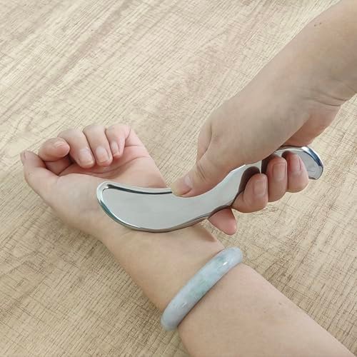 BYYDDIY 6,3 Zoll Edelstahl Gua Sha Werkzeug & Muskel-Schaber & Gesichts-Gua Sha (Edelstahl)
