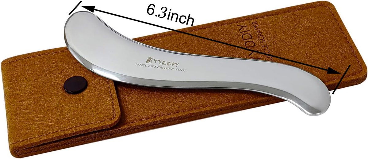 BYYDDIY 6,3 Zoll Edelstahl Gua Sha Werkzeug & Muskel-Schaber & Gesichts-Gua Sha (Edelstahl)