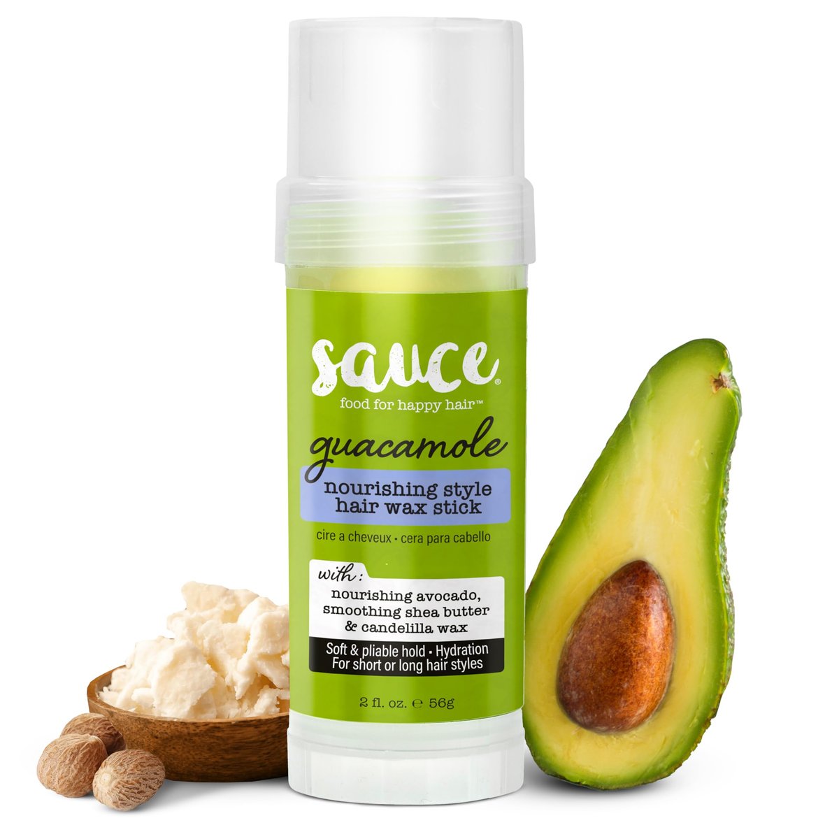 SAUCE BEAUTY Guacamole Haarwachs – Feuchtigkeitsspendendes Avocadoöl & Sheabutter Wachs für fliegende & brüchige Haare (60 g)