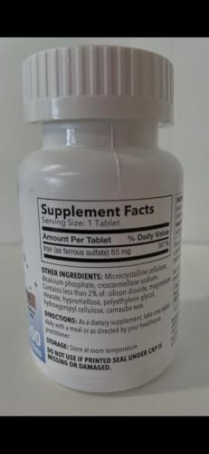 Puregen Labs Eisen 65mg – Hochdosiertes Eisenpräparat | Ohne künstliche Farbstoffe – 400 Tabletten