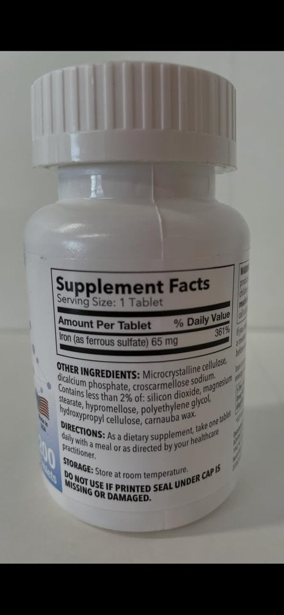 Puregen Labs Eisen 65mg – Hochdosiertes Eisenpräparat | Ohne künstliche Farbstoffe – 400 Tabletten