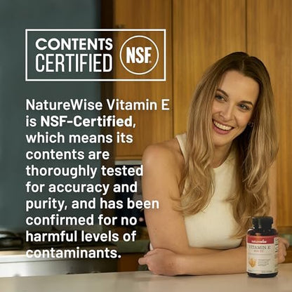 NatureWise Vitamin E 400 IU Weichkapseln (180 mg DL-Alpha) – Milch-, gluten- und sojafrei, nicht-GMO, antioxidatives Nahrungsergänzungsmittel für Haut-, Herz-, Augen- und Immununterstützung – 200 Stück