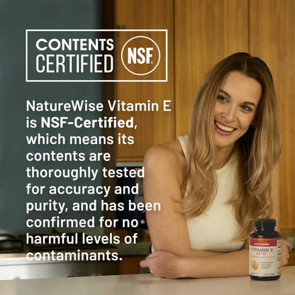NatureWise Vitamin E 400 IE Weichkapseln (180 mg DL-Alpha) – Milch-, Gluten- und Sojafrei, Nicht-GVO, Antioxidans Nahrungsergänzungsmittel für Haut-, Herz-, Augen- und Immununterstützung – 2-Monatsvorrat, 60 Stück