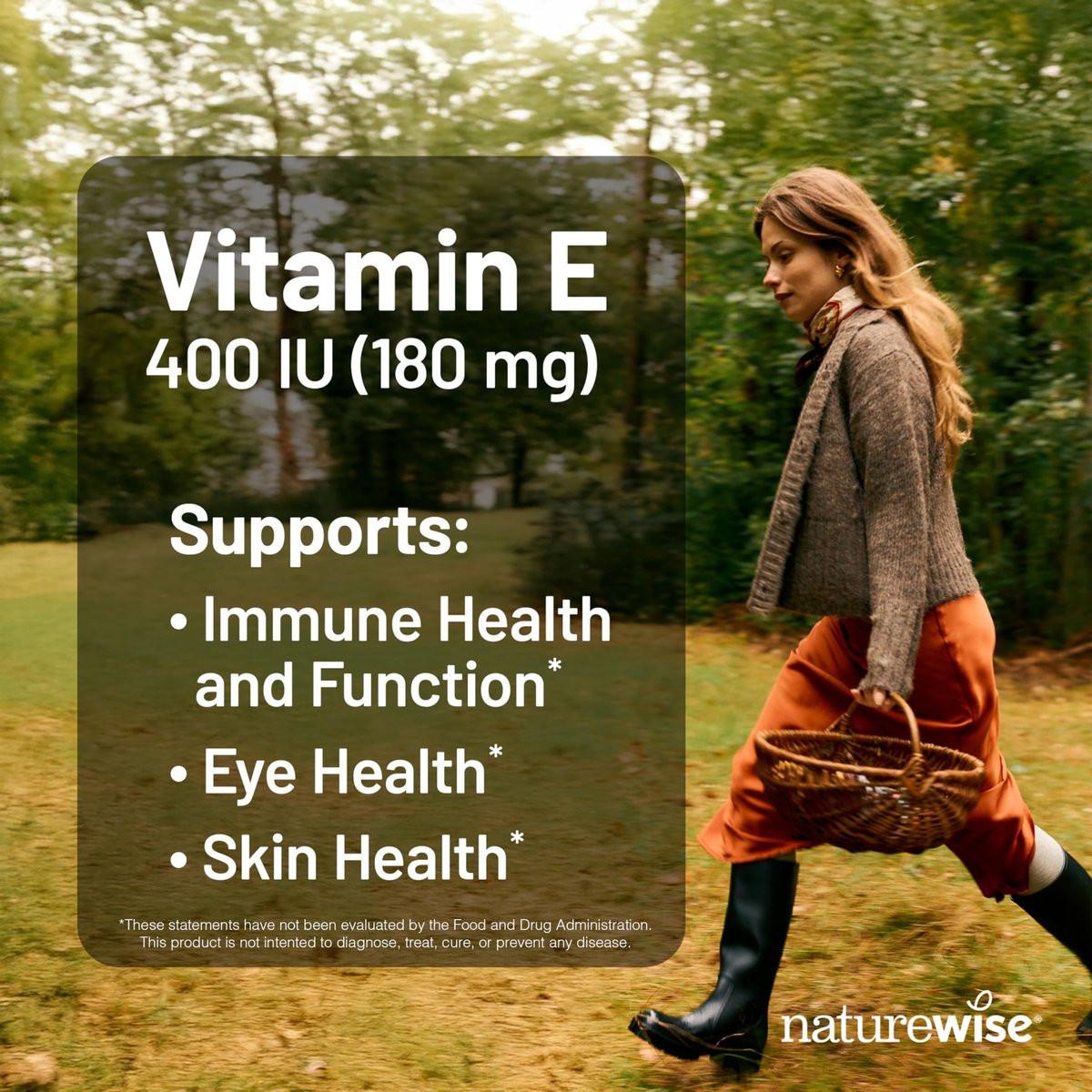 NatureWise Vitamin E 400 IE Weichkapseln (180 mg DL-Alpha) – Milch-, Gluten- & Sojafrei – Antioxidantienreiches Nahrungsergänzungsmittel für Haut-, Herz- und Immunsystemunterstützung – 4-Monatsvorrat, 120 Stück