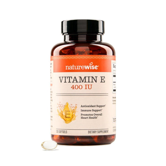 NatureWise Vitamin E 400 IE Weichkapseln (180 mg DL-Alpha) – Milch-, Gluten- & Sojafrei – Antioxidantienreiches Nahrungsergänzungsmittel für Haut-, Herz- und Immunsystemunterstützung – 4-Monatsvorrat, 120 Stück