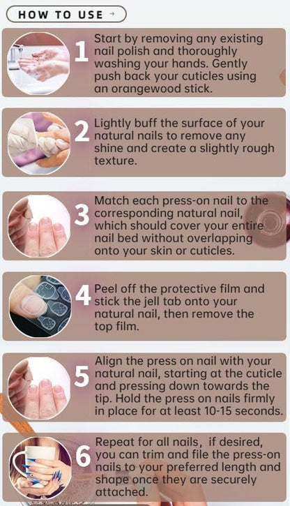 QQPPOLIU Press On Nails – French, Nude, Blumen & Strassdesigns – Lange, Mittlere, Sargform, Quadratisch, 3D, Glitzer, Fake Nägel – 24 Stück
