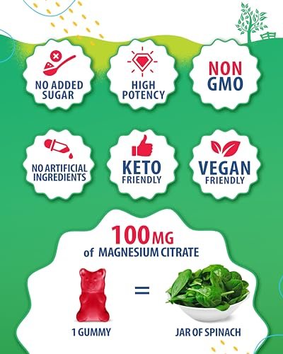 Magnesium Gummis für Kinder & Erwachsene - 100mg - Beruhigende Magnesium-Lutschtabletten - Magnesiumcitrat Kautablette für Stimmung & Muskelunterstützung - Citrato de Magnesio para Niños - 30 Gummis
