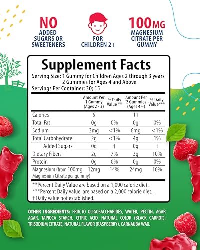 Magnesium Gummis für Kinder & Erwachsene - 100mg - Beruhigende Magnesium-Lutschtabletten - Magnesiumcitrat Kautablette für Stimmung & Muskelunterstützung - Citrato de Magnesio para Niños - 30 Gummis