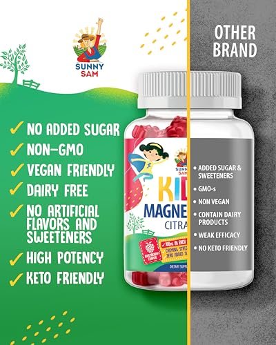 Magnesium Gummis für Kinder & Erwachsene - 100mg - Beruhigende Magnesium-Lutschtabletten - Magnesiumcitrat Kautablette für Stimmung & Muskelunterstützung - Citrato de Magnesio para Niños - 30 Gummis