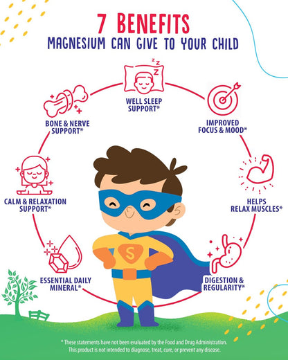 Zuckerfreie Magnesium Gummibärchen für Kinder & Jugendliche - 500 mg Magnesiumcitrat - Beruhigende Gummibonbons für Schlaf, Stimmung & Muskeln - Magnesiumcitrat für Kinder - 30-Tage-Vorrat